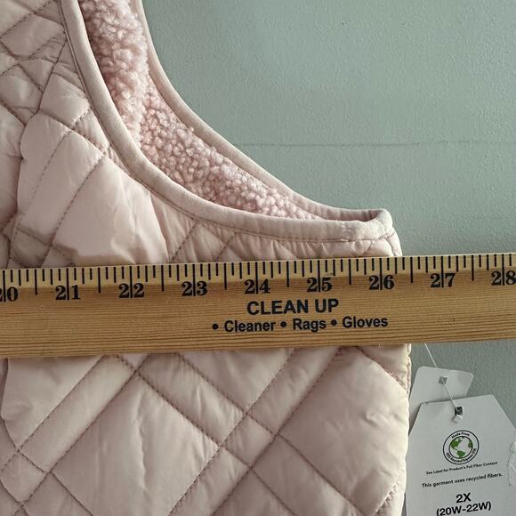 Time and Tru Reversible Sherpa Quilted Vest Pink Women's 2X NWT Warm Cozy - Picture 7 of 8
